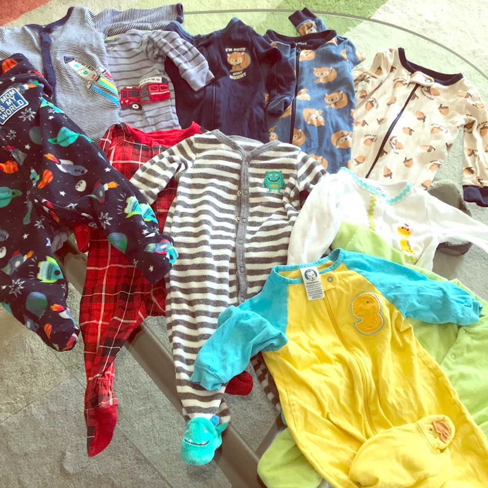 Lot of twelve baby boy pajamas 3 months - 6 months